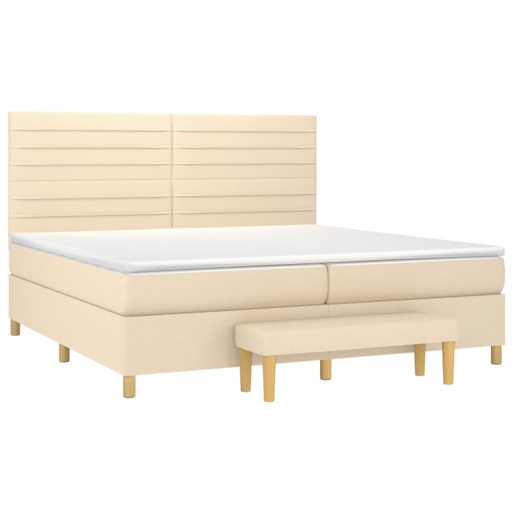 vidaXL Κρεβάτι Boxspring με Στρώμα Κρεμ 200x200 εκ. Υφασμάτινο