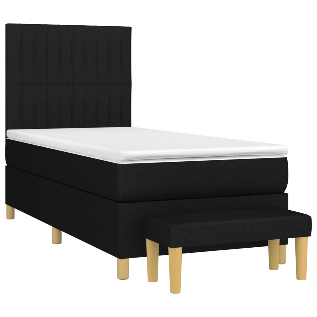vidaXL Κρεβάτι Boxspring με Στρώμα Μαύρο 100 x 200 εκ. Υφασμάτινο