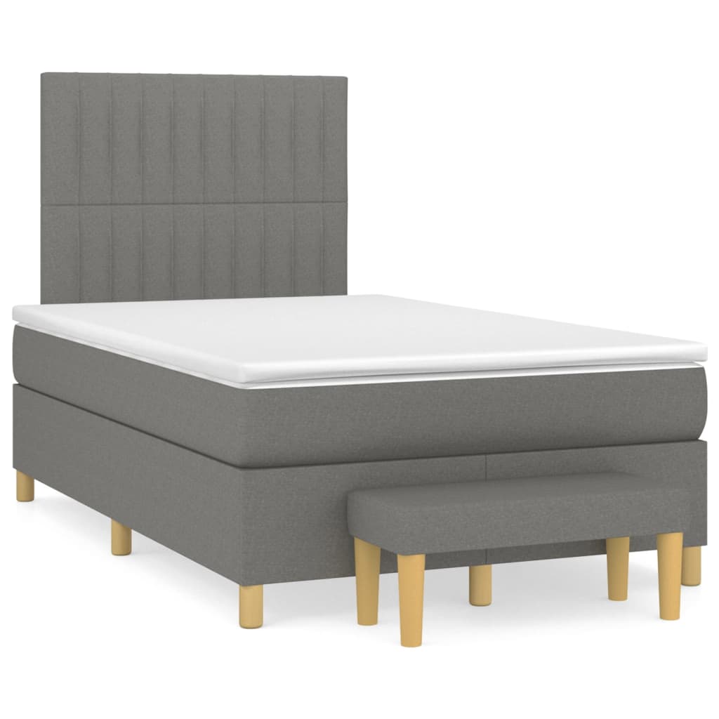 vidaXL Κρεβάτι Boxspring με Στρώμα Σκούρο Γκρι 120x200 εκ. Υφασμάτινο