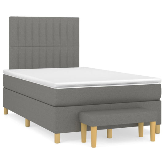 vidaXL Κρεβάτι Boxspring με Στρώμα Σκούρο Γκρι 120x200 εκ. Υφασμάτινο