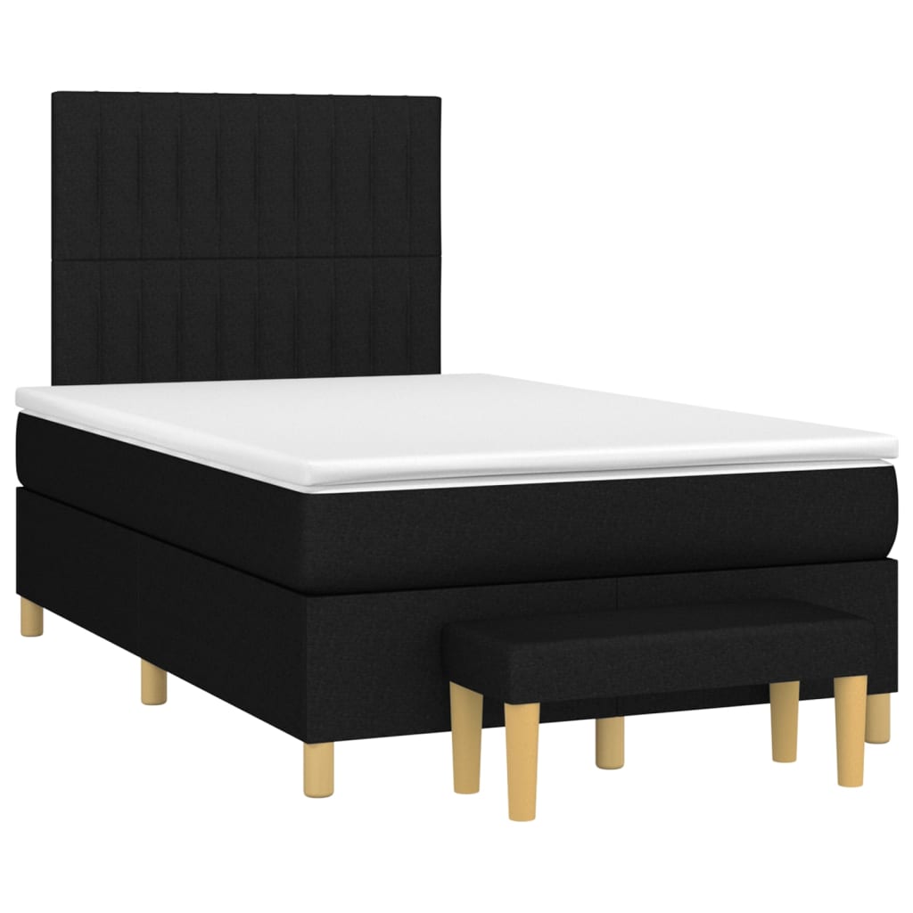 vidaXL Κρεβάτι Boxspring με Στρώμα Μαύρο 120x200 εκ. Υφασμάτινο