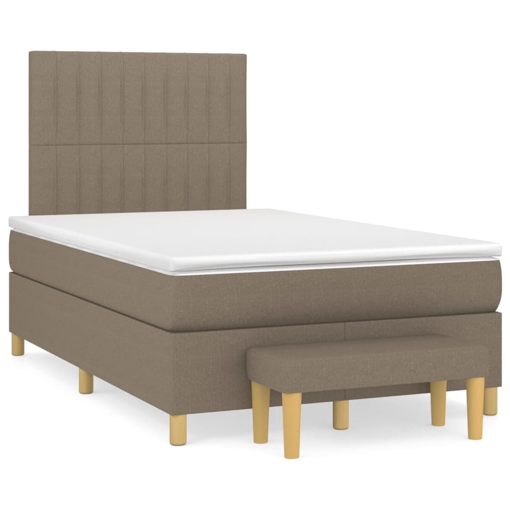 vidaXL Κρεβάτι Boxspring με Στρώμα Taupe 120x200 εκ. Υφασμάτινο