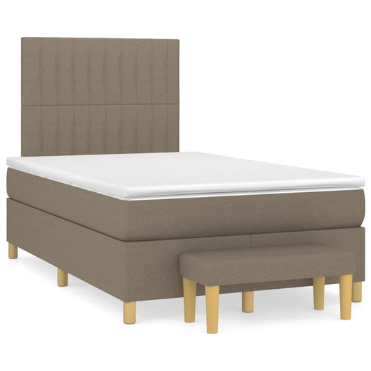 vidaXL Κρεβάτι Boxspring με Στρώμα Taupe 120x200 εκ. Υφασμάτινο
