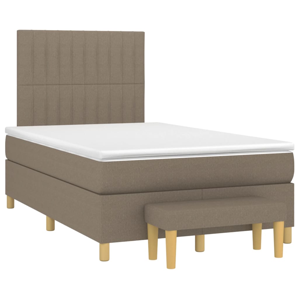 vidaXL Κρεβάτι Boxspring με Στρώμα Taupe 120x200 εκ. Υφασμάτινο
