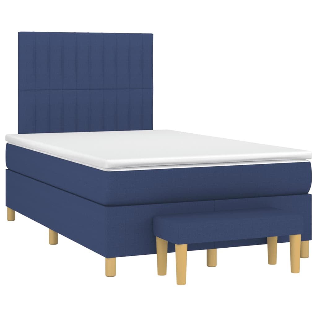 vidaXL Κρεβάτι Boxspring με Στρώμα Μπλε 120x200 εκ. Υφασμάτινο