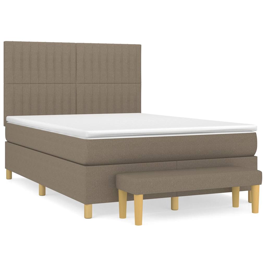 vidaXL Κρεβάτι Boxspring με Στρώμα Taupe 140x190 εκ. Υφασμάτινο