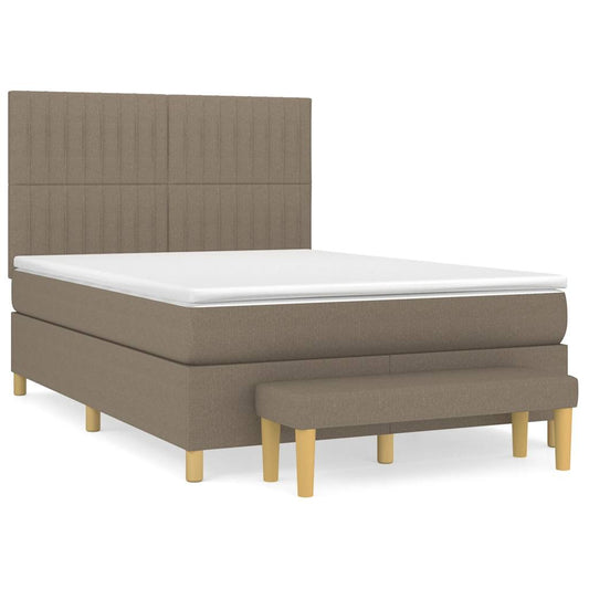vidaXL Κρεβάτι Boxspring με Στρώμα Taupe 140x190 εκ. Υφασμάτινο