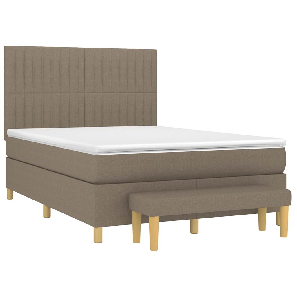 vidaXL Κρεβάτι Boxspring με Στρώμα Taupe 140x190 εκ. Υφασμάτινο