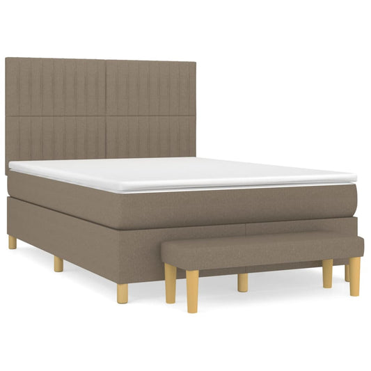 vidaXL Κρεβάτι Boxspring με Στρώμα Taupe 140x200 εκ. Υφασμάτινο