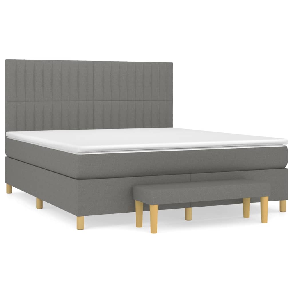 vidaXL Κρεβάτι Boxspring με Στρώμα Σκούρο Γκρι 160x200 εκ Υφασμάτινο