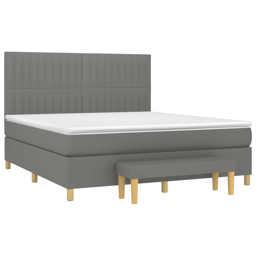 vidaXL Κρεβάτι Boxspring με Στρώμα Σκούρο Γκρι 160x200 εκ Υφασμάτινο