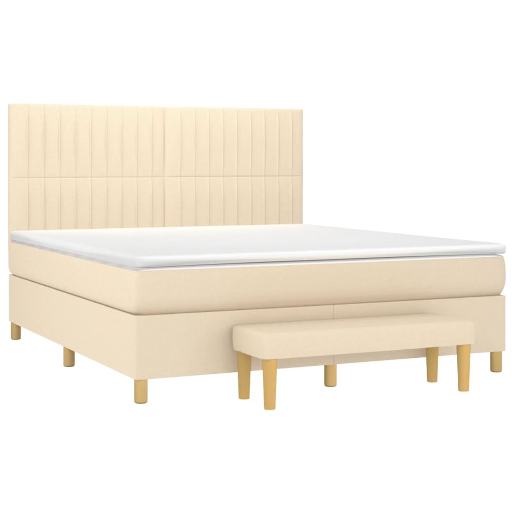 vidaXL Κρεβάτι Boxspring με Στρώμα Κρεμ 160x200 εκ. Υφασμάτινο