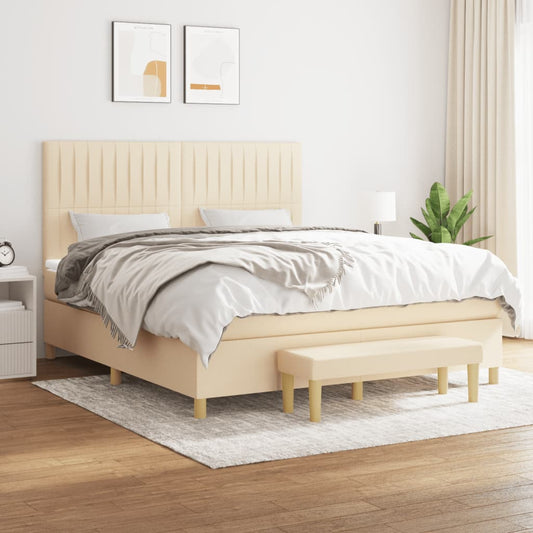 vidaXL Κρεβάτι Boxspring με Στρώμα Κρεμ 160x200 εκ. Υφασμάτινο