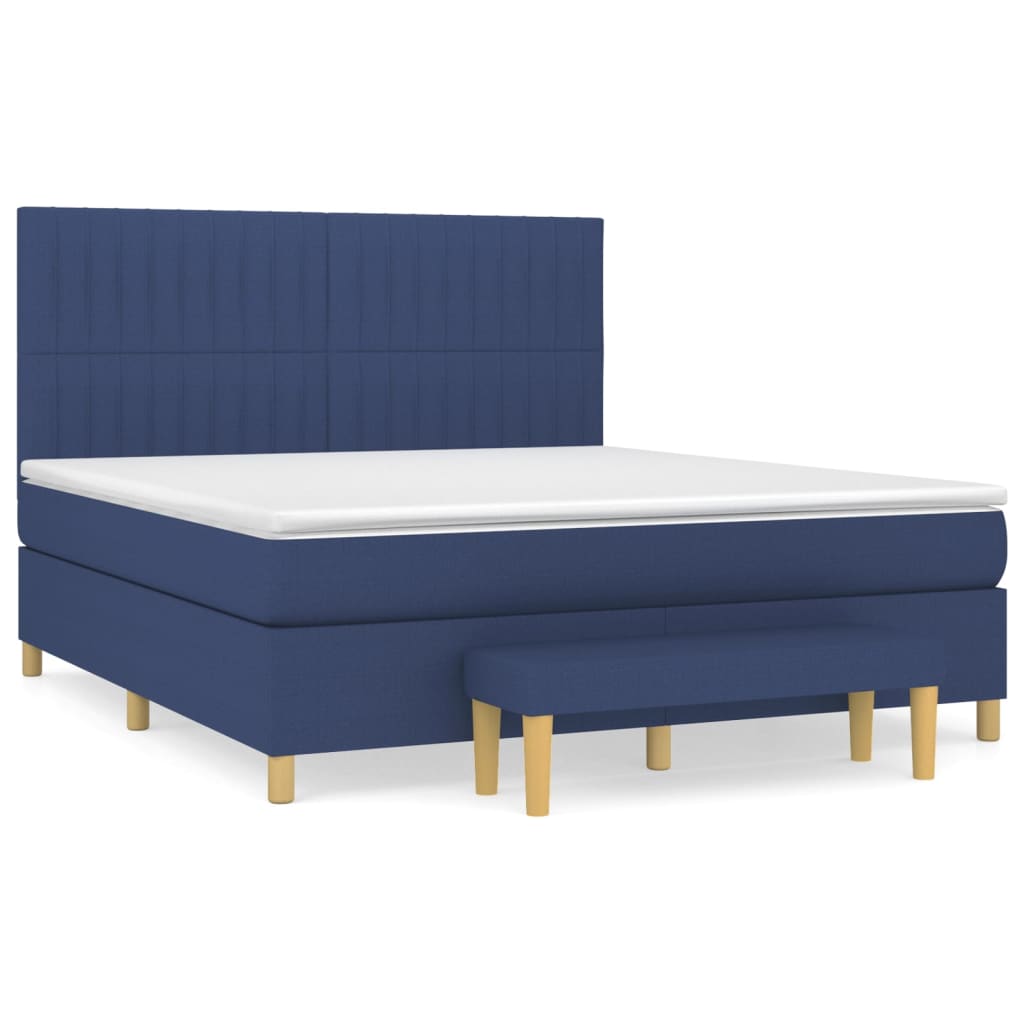 vidaXL Κρεβάτι Boxspring με Στρώμα Μπλε 160x200 εκ. Υφασμάτινο