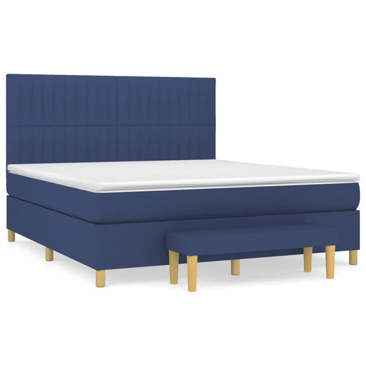 vidaXL Κρεβάτι Boxspring με Στρώμα Μπλε 160x200 εκ. Υφασμάτινο