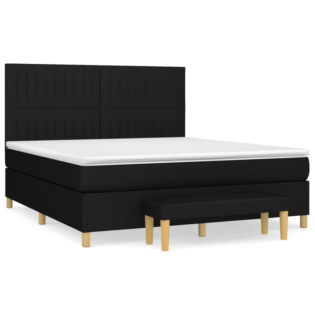 vidaXL Κρεβάτι Boxspring με Στρώμα Μαύρο 180x200 εκ. Υφασμάτινο