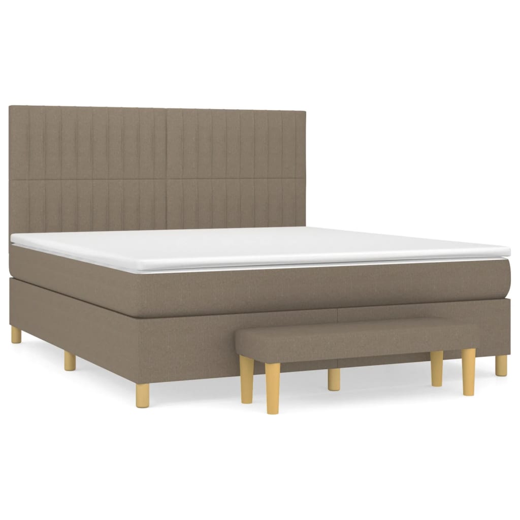 vidaXL Κρεβάτι Boxspring με Στρώμα Taupe 180x200 εκ. Υφασμάτινο