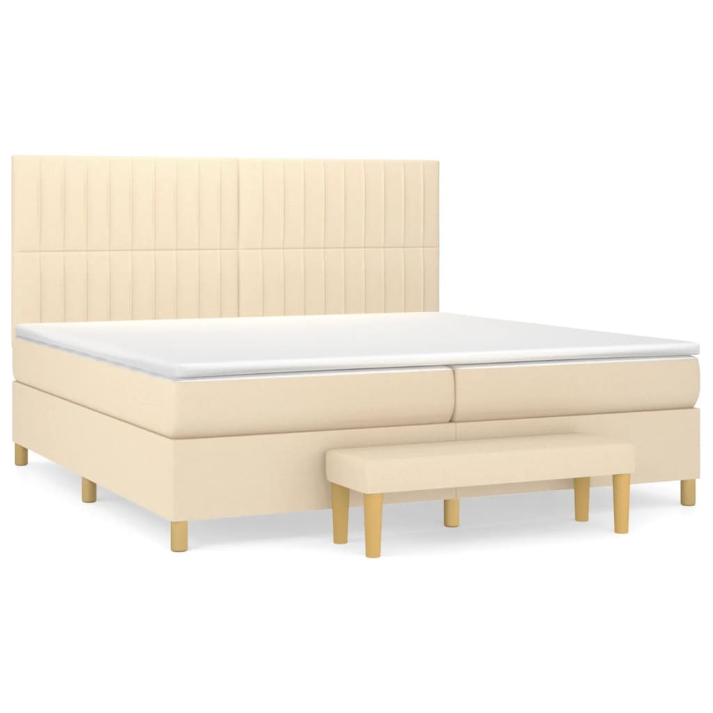 vidaXL Κρεβάτι Boxspring με Στρώμα Κρεμ 200x200 εκ. Υφασμάτινο