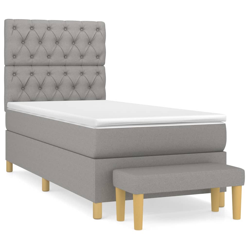 vidaXL Κρεβάτι Boxspring με Στρώμα Ανοιχτό Γκρι 80x200 εκ. Υφασμάτινο