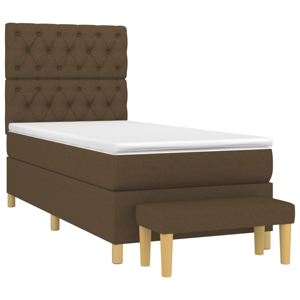 vidaXL Κρεβάτι Boxspring με Στρώμα Σκούρο Καφέ 80x200 εκ. Υφασμάτινο