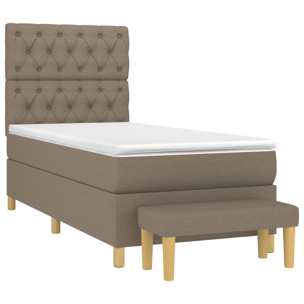 vidaXL Κρεβάτι Boxspring με Στρώμα Taupe 80x200 εκ. Υφασμάτινο