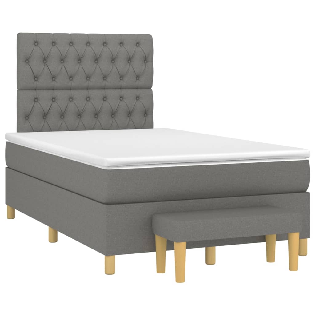 vidaXL Κρεβάτι Boxspring με Στρώμα Σκούρο Γκρι 120x200 εκ. Υφασμάτινο