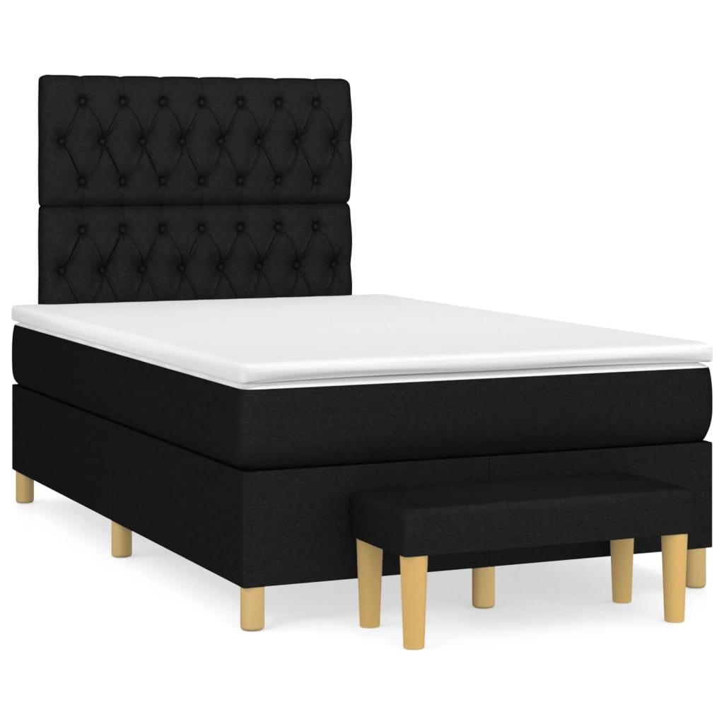 vidaXL Κρεβάτι Boxspring με Στρώμα Μαύρο 120x200 εκ. Υφασμάτινο