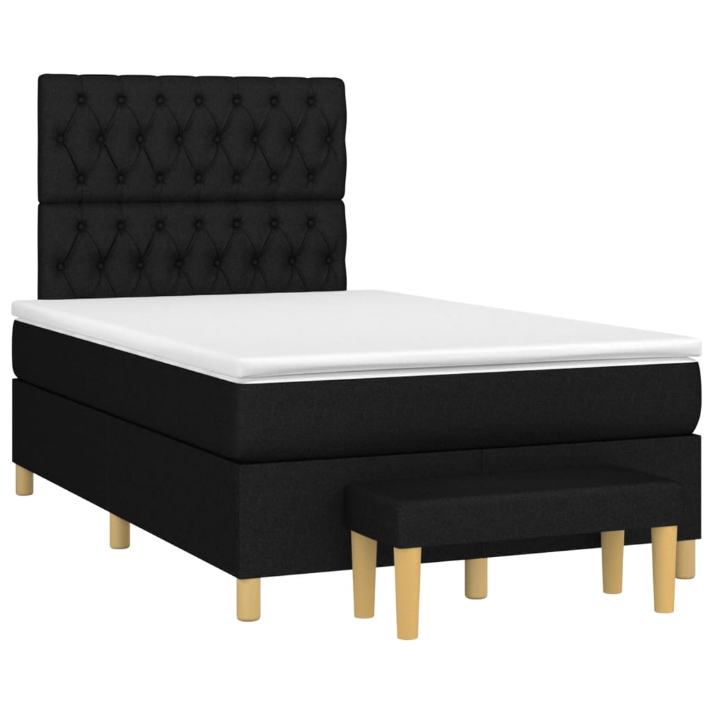 vidaXL Κρεβάτι Boxspring με Στρώμα Μαύρο 120x200 εκ. Υφασμάτινο