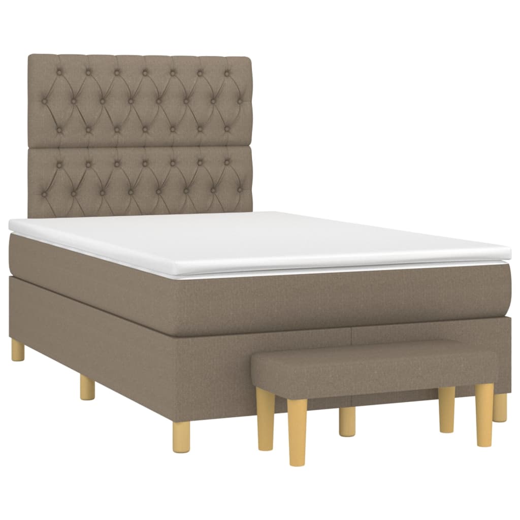 vidaXL Κρεβάτι Boxspring με Στρώμα Taupe 120x200 εκ. Υφασμάτινο