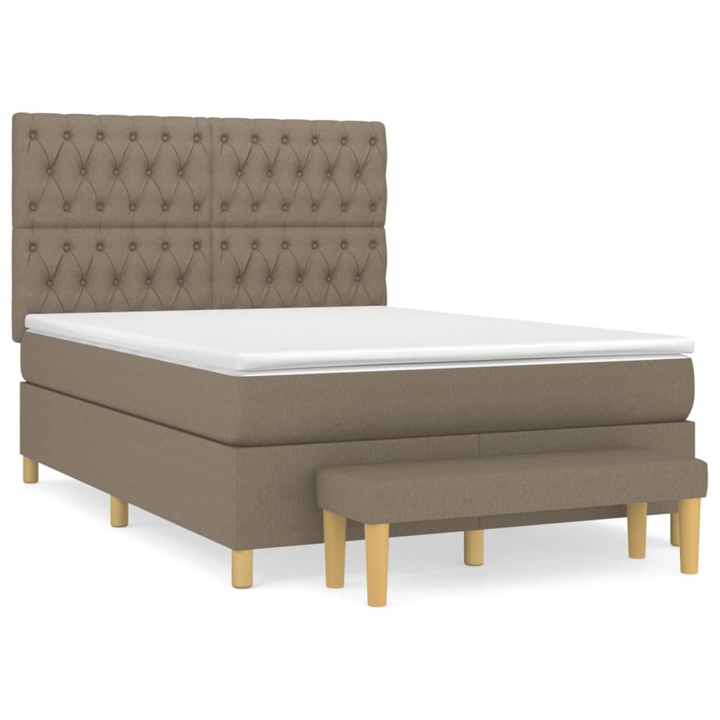 vidaXL Κρεβάτι Boxspring με Στρώμα Taupe 140x200 εκ. Υφασμάτινο