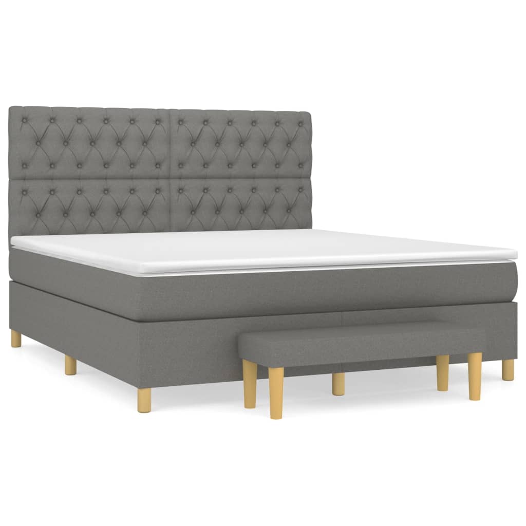 vidaXL Κρεβάτι Boxspring με Στρώμα Σκούρο Γκρι 160x200 εκ Υφασμάτινο