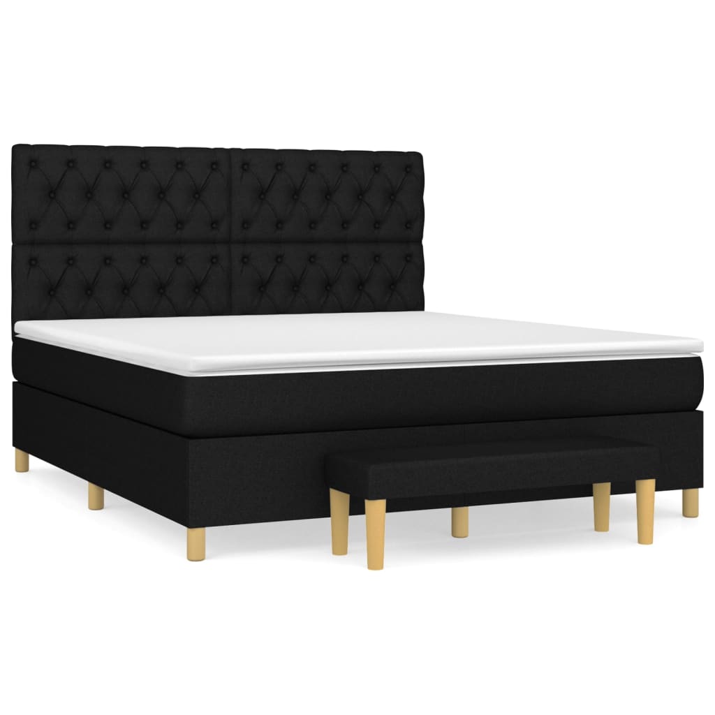 vidaXL Κρεβάτι Boxspring με Στρώμα Μαύρο 160x200 εκ. Υφασμάτινο