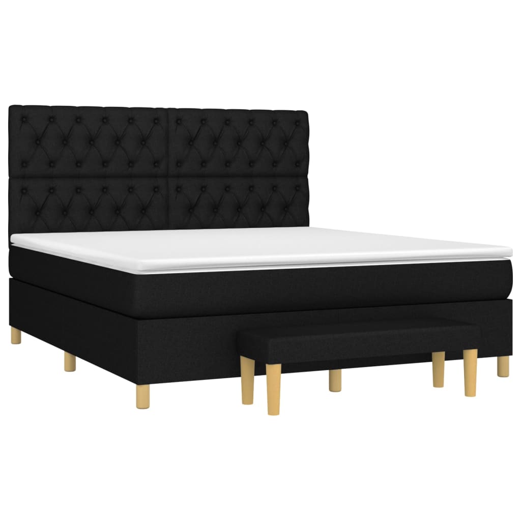 vidaXL Κρεβάτι Boxspring με Στρώμα Μαύρο 160x200 εκ. Υφασμάτινο