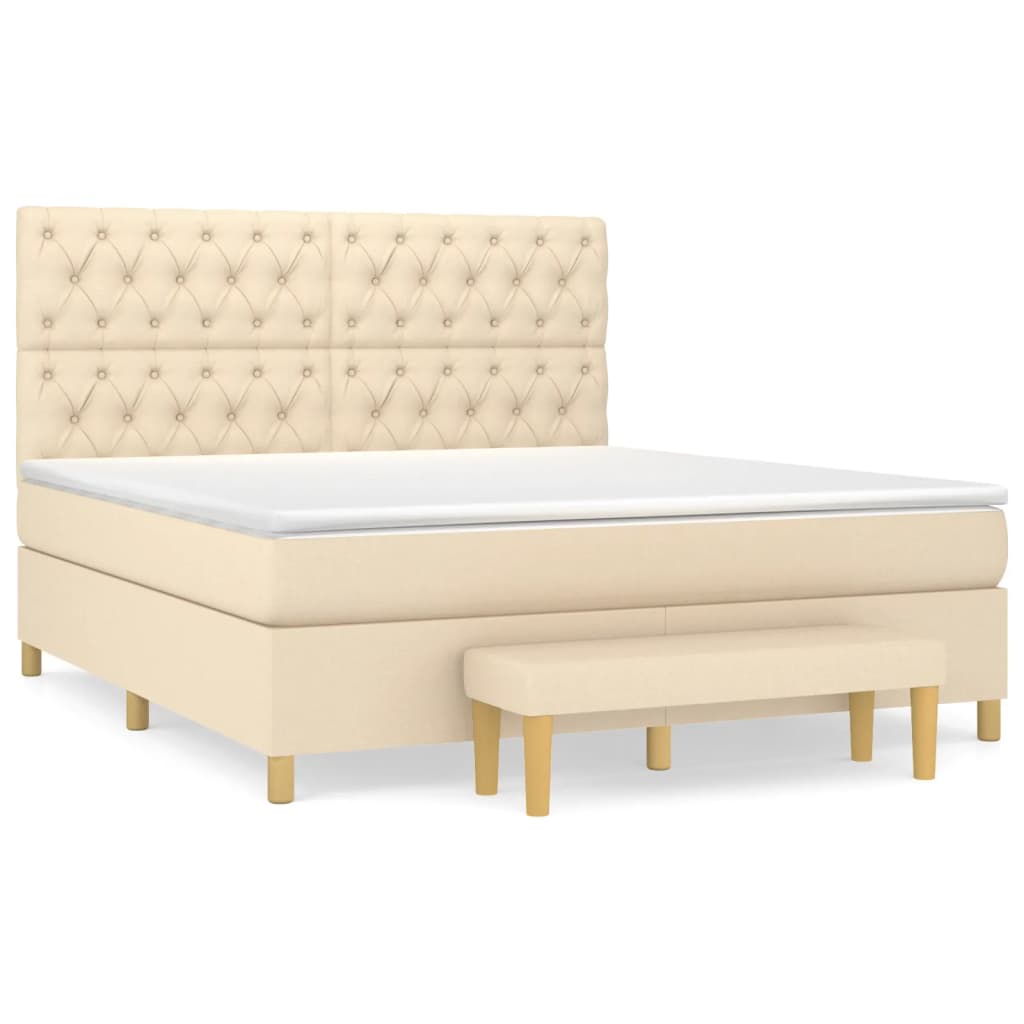 vidaXL Κρεβάτι Boxspring με Στρώμα Κρεμ 160x200 εκ. Υφασμάτινο
