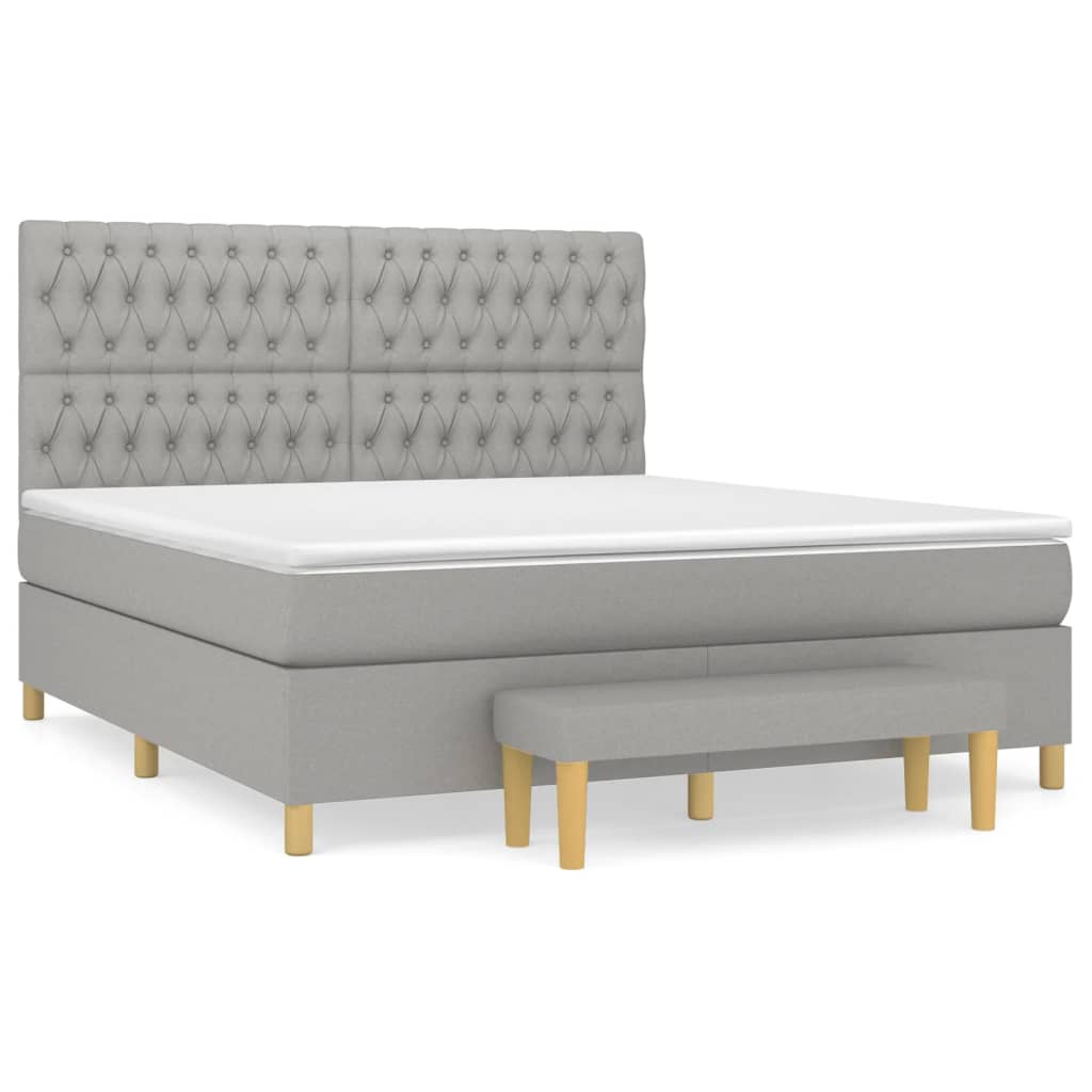 vidaXL Κρεβάτι Boxspring με Στρώμα Ανοιχτό Γκρι 180x200 εκ. Υφασμάτινο