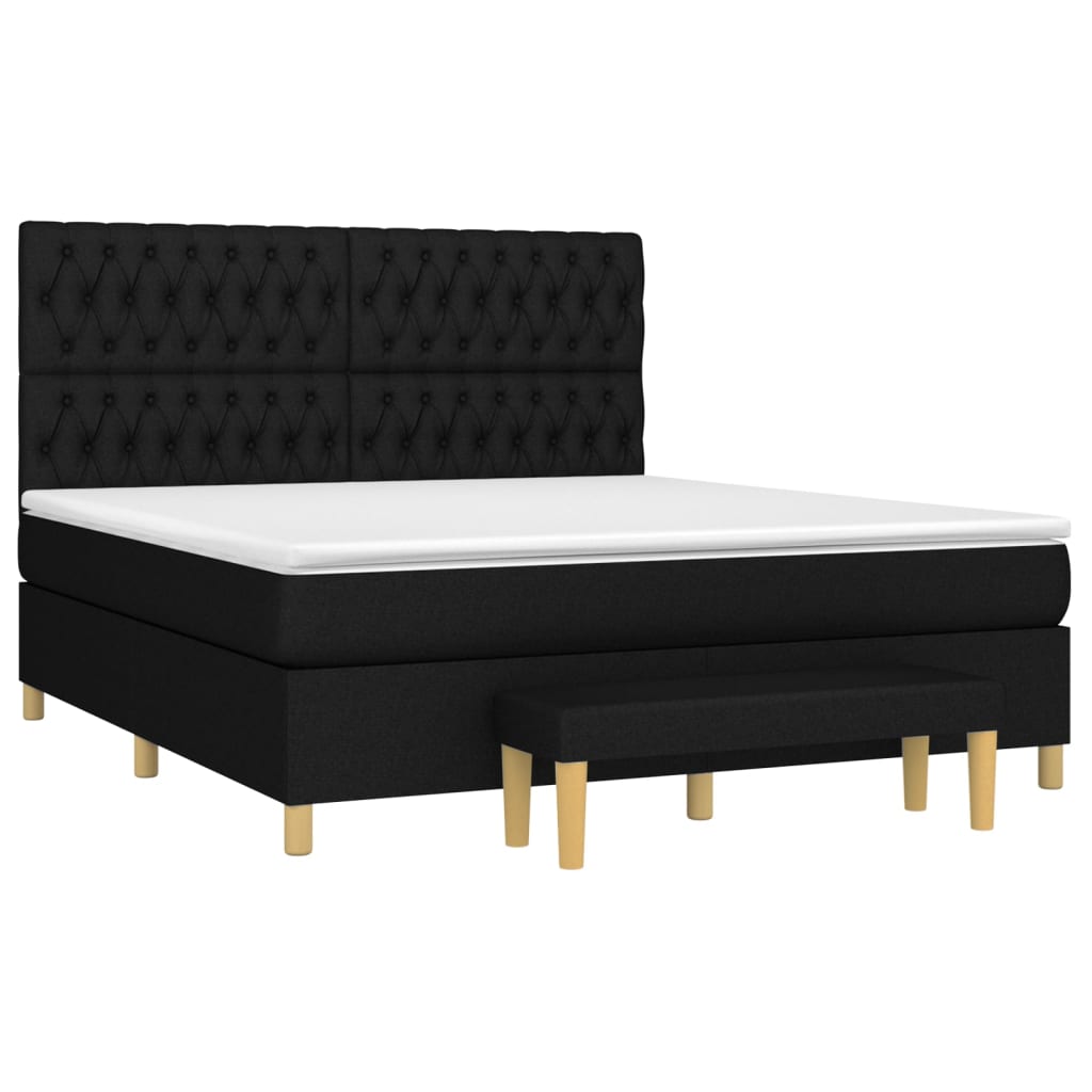 vidaXL Κρεβάτι Boxspring με Στρώμα Μαύρο 180x200 εκ. Υφασμάτινο
