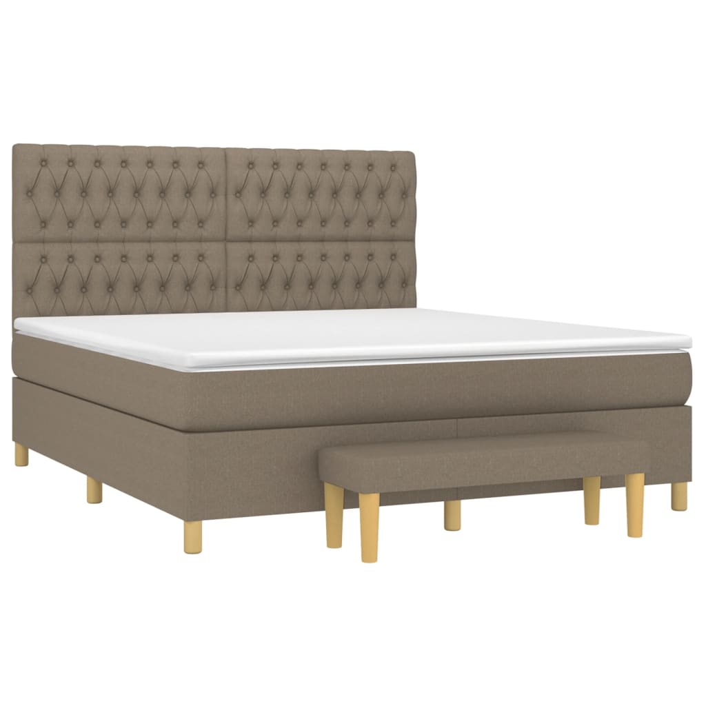 vidaXL Κρεβάτι Boxspring με Στρώμα Taupe 180x200 εκ. Υφασμάτινο