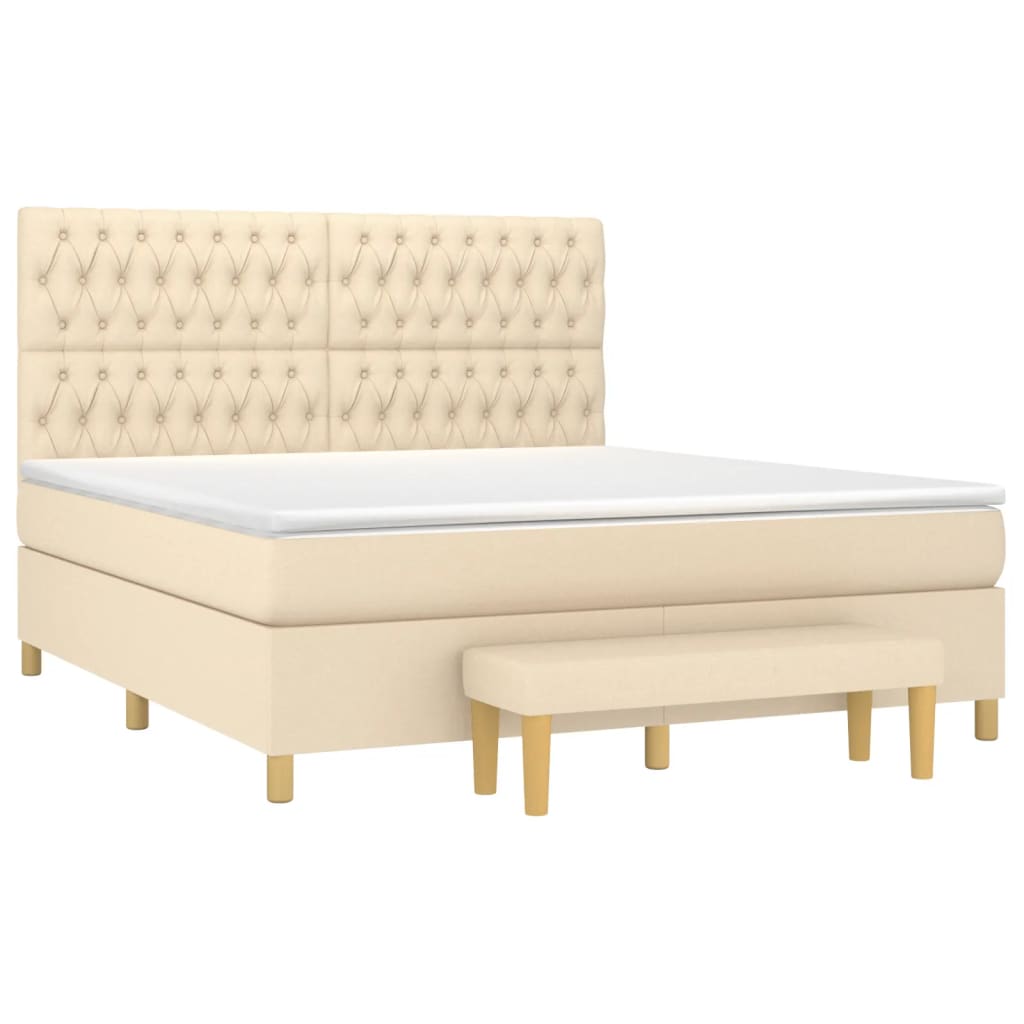 vidaXL Κρεβάτι Boxspring με Στρώμα Κρεμ 180x200 εκ. Υφασμάτινο