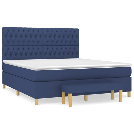 vidaXL Κρεβάτι Boxspring με Στρώμα Μπλε 180x200 εκ. Υφασμάτινο