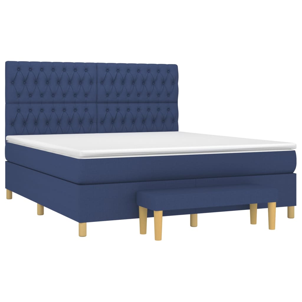vidaXL Κρεβάτι Boxspring με Στρώμα Μπλε 180x200 εκ. Υφασμάτινο