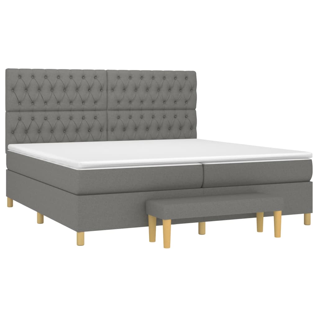vidaXL Κρεβάτι Boxspring με Στρώμα Σκούρο Γκρι 200x200 εκ. Υφασμάτινο