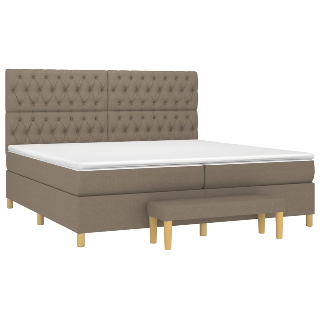 vidaXL Κρεβάτι Boxspring με Στρώμα Taupe 200x200 εκ. Υφασμάτινο