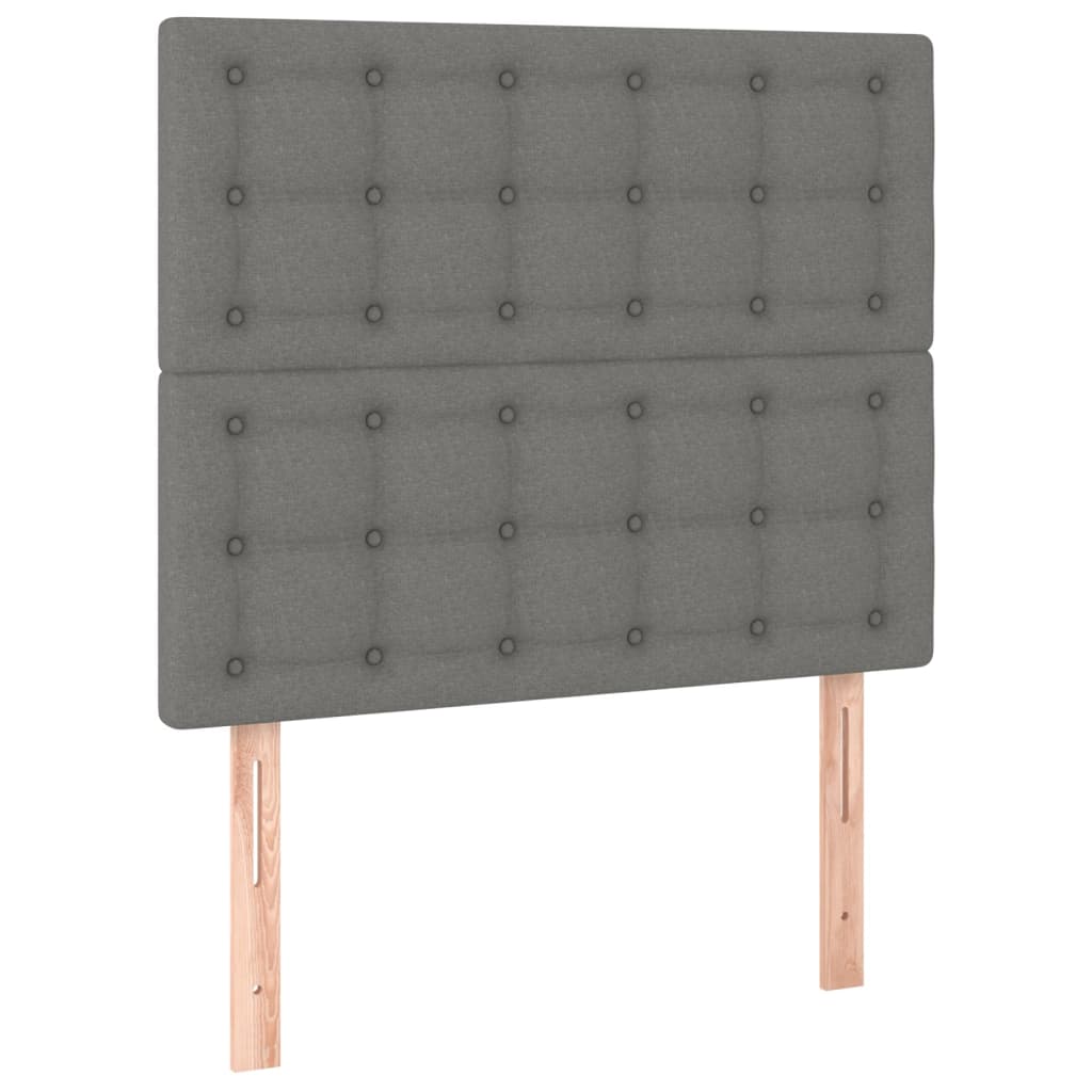 vidaXL Κρεβάτι Boxspring με Στρώμα Σκούρο Γκρι 90x190 εκ. Υφασμάτινο