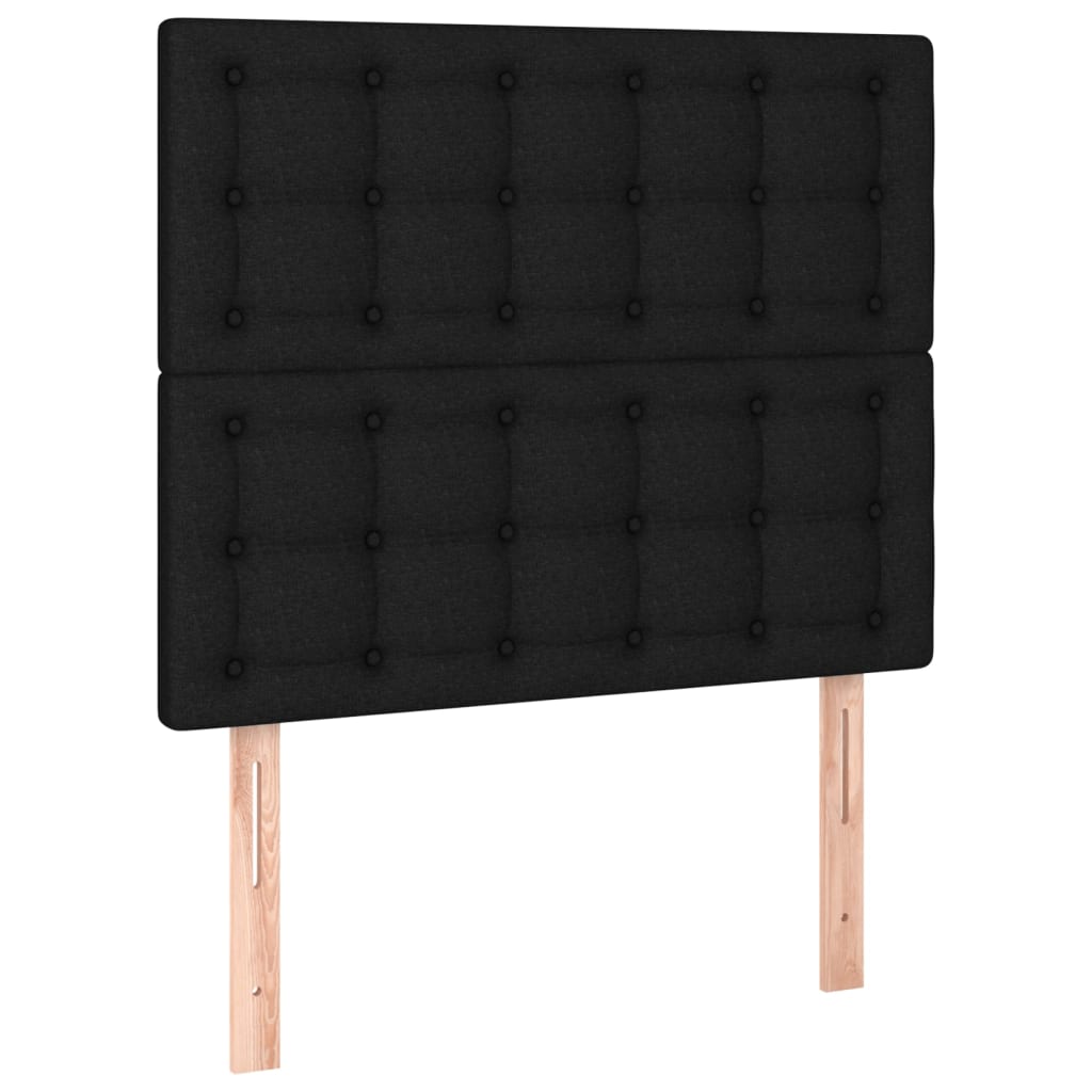 vidaXL Κρεβάτι Boxspring με Στρώμα Μαύρο 90x200 εκ. Υφασμάτινο