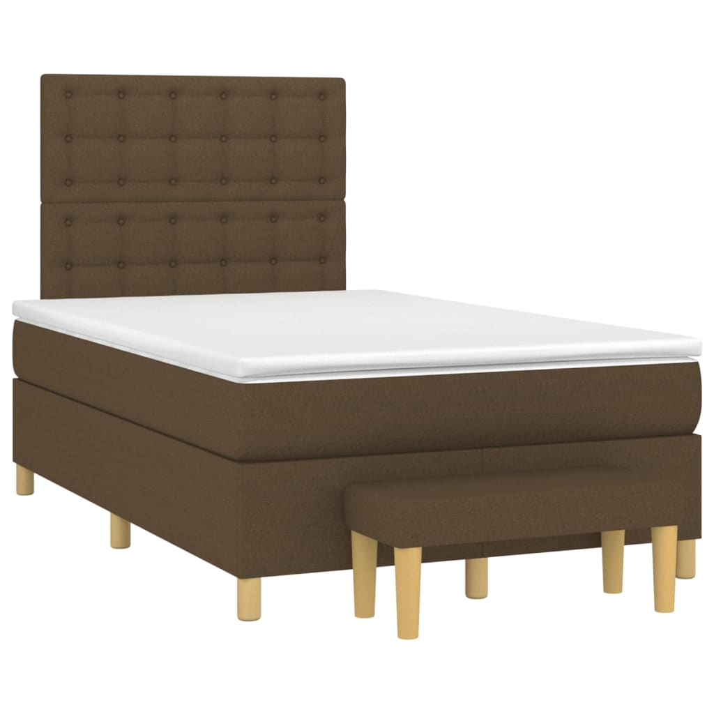 vidaXL Κρεβάτι Boxspring με Στρώμα Σκούρο Καφέ 120x200 εκ. Υφασμάτινο