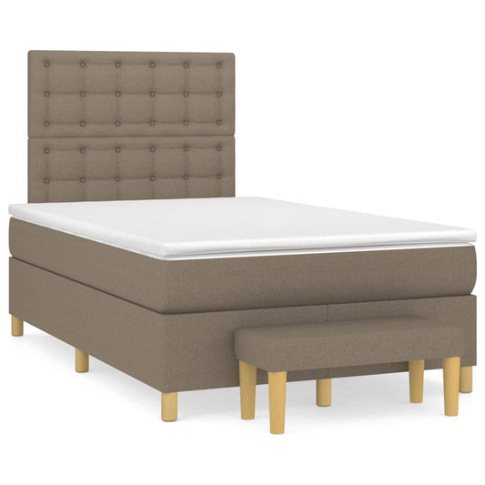 vidaXL Κρεβάτι Boxspring με Στρώμα Taupe 120x200 εκ. Υφασμάτινο