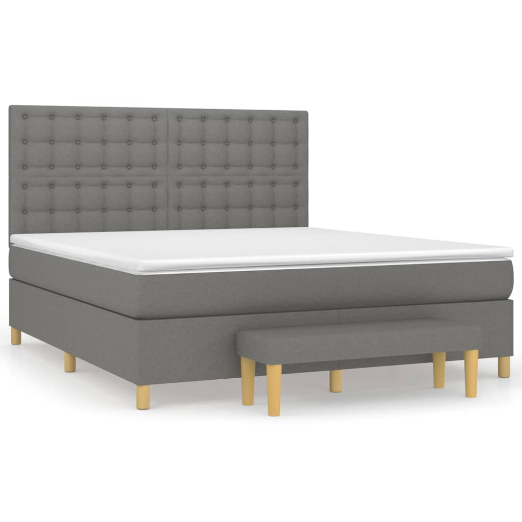 vidaXL Κρεβάτι Boxspring με Στρώμα Σκούρο Γκρι 160x200 εκ Υφασμάτινο