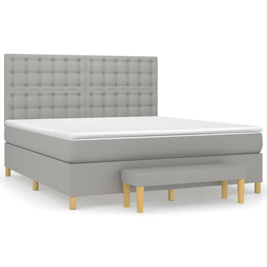 vidaXL Κρεβάτι Boxspring με Στρώμα Ανοιχτό Γκρι 180x200 εκ. Υφασμάτινο