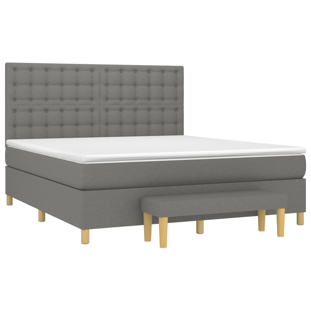 vidaXL Κρεβάτι Boxspring με Στρώμα Σκούρο Γκρι 180x200 εκ Υφασμάτιν