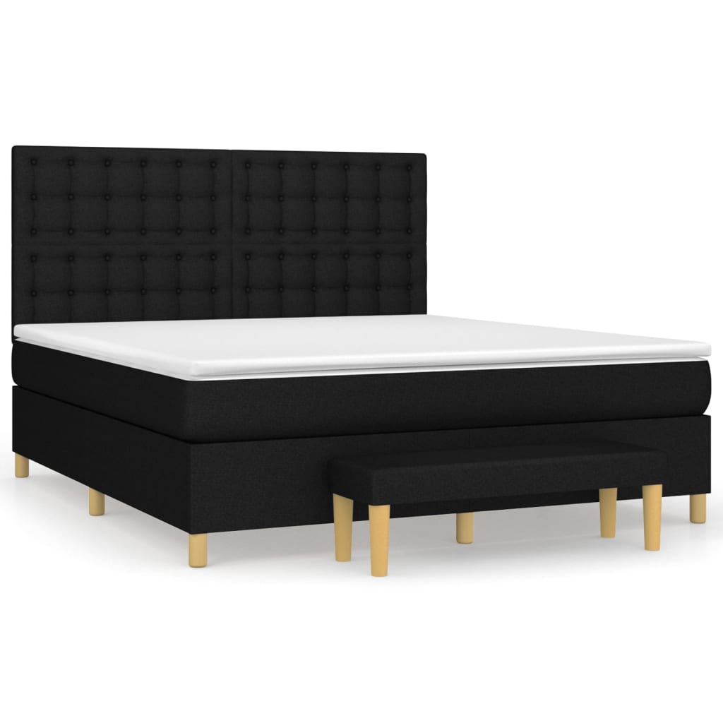 vidaXL Κρεβάτι Boxspring με Στρώμα Μαύρο 180x200 εκ. Υφασμάτινο